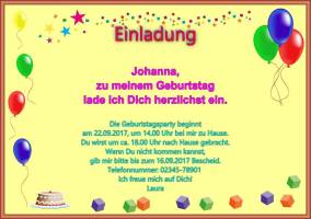 Querformat Einladung zum Kindergeburtstag für Mädchen und Jungen