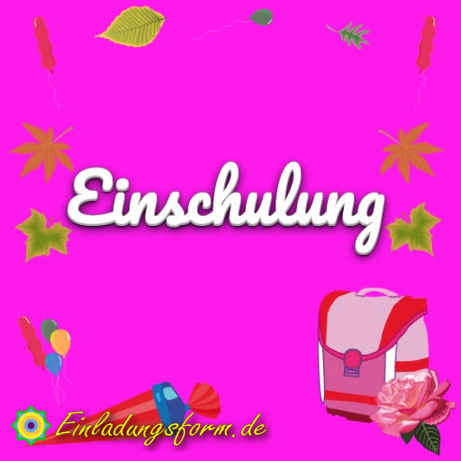 Einschulungskarte für Mädchen mit rosafarbigem Hintergrund