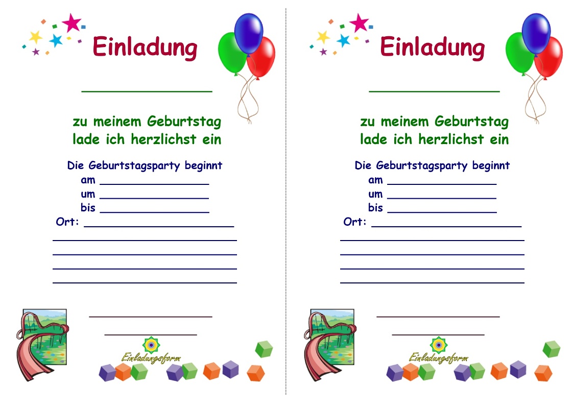 Zwei Einladungskarten zum Kindergeburtstag im Freizeitpark