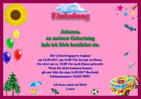 Querformat Einladung zum Kindergeburtstag für Kleinkindern
