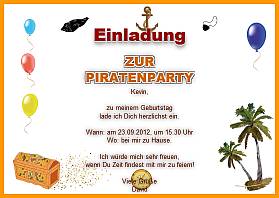 Kindergeburtstagseinladung Piratenparty selbst gestalten und ausdrucken