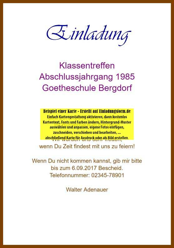 Einladung Zum Klassentreffen Mit Text Beispielen