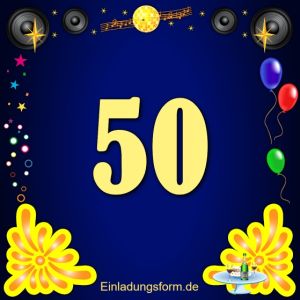 Einladung zum 50-jährigen Geburtstag bzw. Jubiläum disco blau