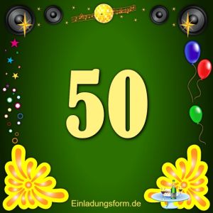 Einladung zum 50-jährigen Geburtstag bzw. Jubiläum disco grün