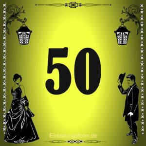 Einladung zum 50-jährigen Geburtstag bzw. Jubiläum treff gelb