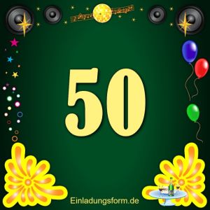 Einladung zum 50-jährigen Geburtstag bzw. Jubiläum disco grün